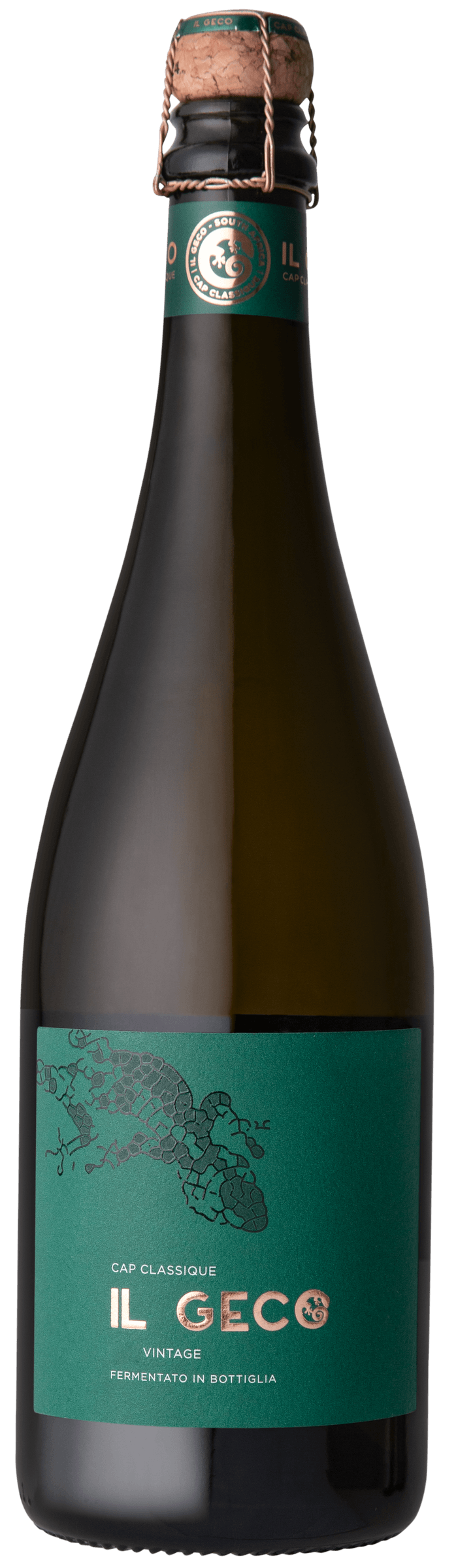 IL GECO Cap Classique bottle, zero-dosage South African sparkling wine